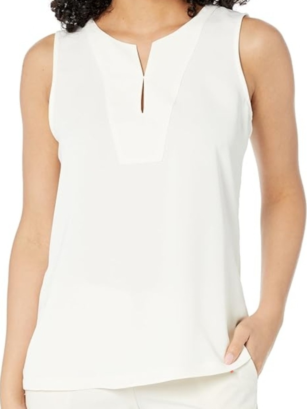 NIC+ZOE White Split-Neck Sleeveless Camisole